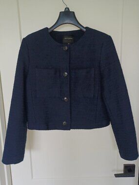 NEW! 100% cotton Banana Republic Collarless Suit Jacket Navy MEDIUM